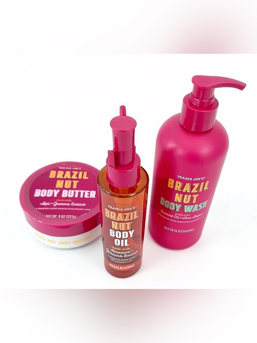 Trader Joe's Brazil Nut Bundle Set Body Butter, Wash, Oil NWT/Unopened